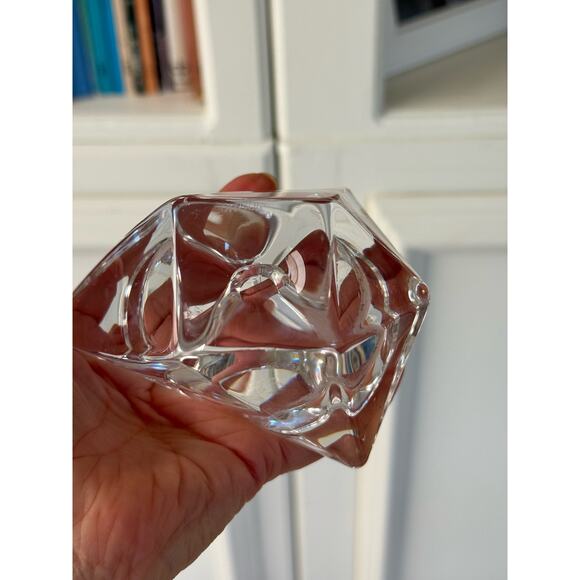 Orrefors Crystal Multi-Faceted Triangle Tealight Candle Holder - Picture 7 of 11